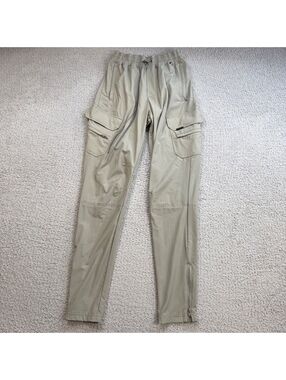 Represent 247 Cargo Pants S Taupe Beige Ripstop Techwear Utility Zip Hem Stretch